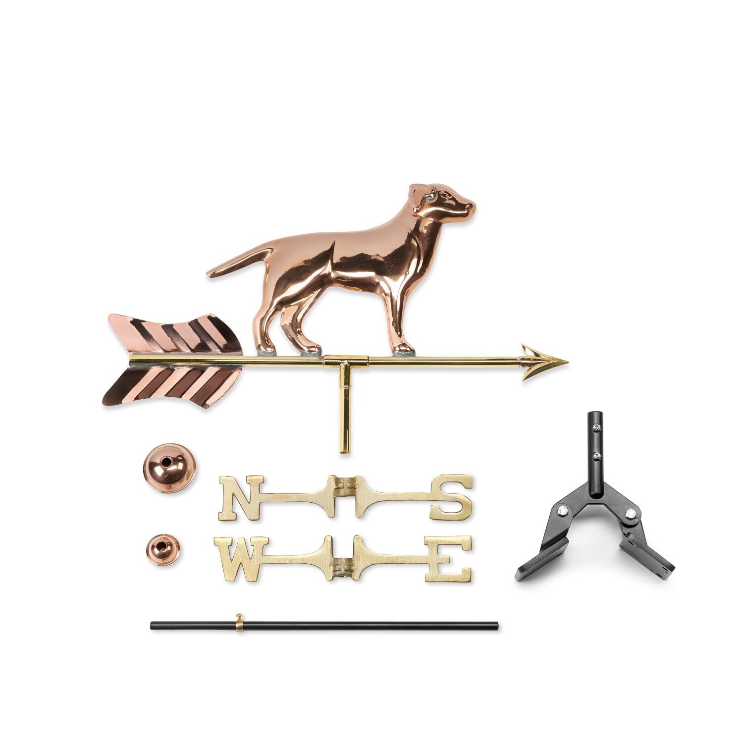 Labrador Retriever Cottage Weathervane W/ Roof Mount By Good Directions - Polished Copper - Components thumbnail
