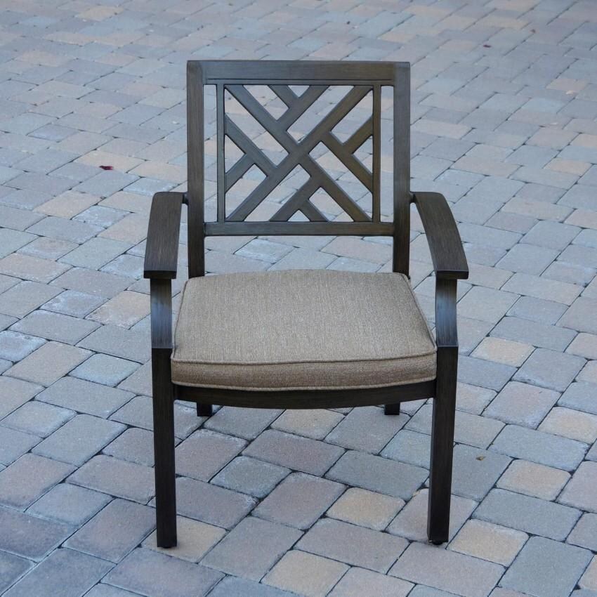 Darlee Brooklyn 9-Piece Patio Dining Set (with 7 Dining Chairs and 1 Bench) with Cushions and 59 X 88 Inch Rectangular Dining Table - Chair - Lifestyle thumbnail