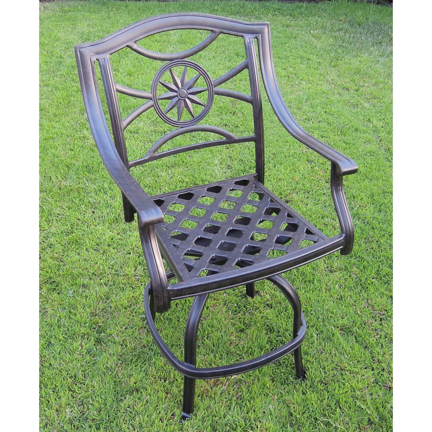 Darlee DL503-5PC-30F Ten Star 5 Piece Cast Aluminum Patio Bar Set W/ 42 Inch Round Table & Sesame Cushions - Bar Stool Frame thumbnail