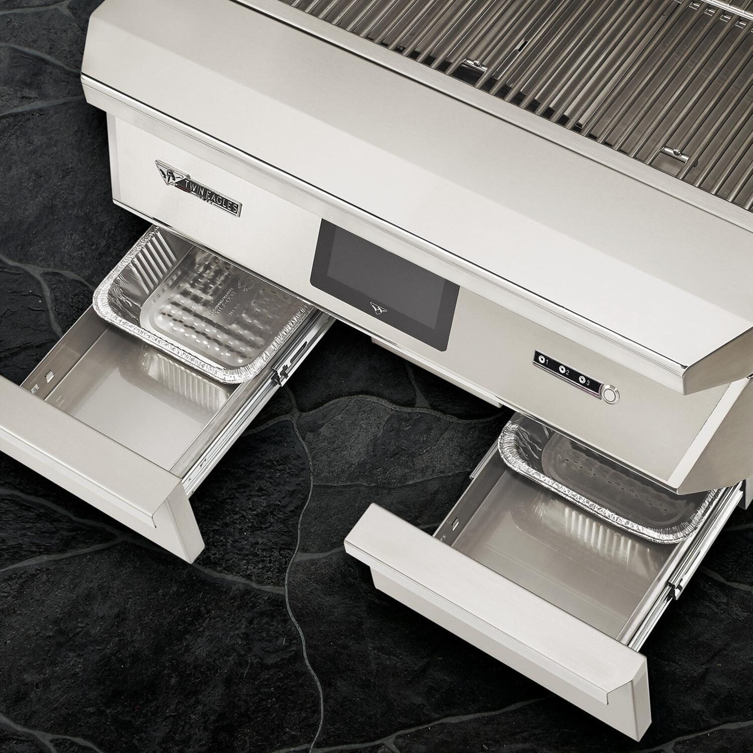 Twin Eagles 36-in Stainless Steel Pellet Grill & Smoker On Deluxe Cart - Drip Trays w/ Removable Pans - Detail thumbnail