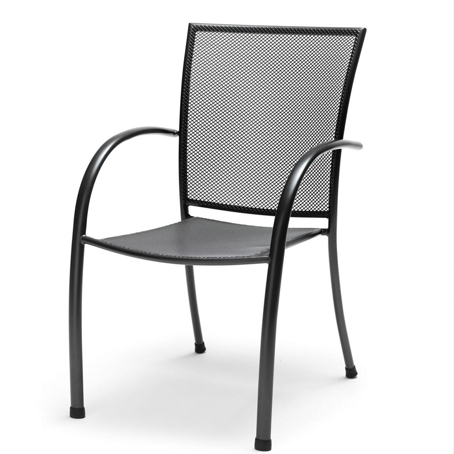 Pilano 7 Pc Steel Round Dining Set in Gray By KETTLER - Dining Chair - White Background thumbnail