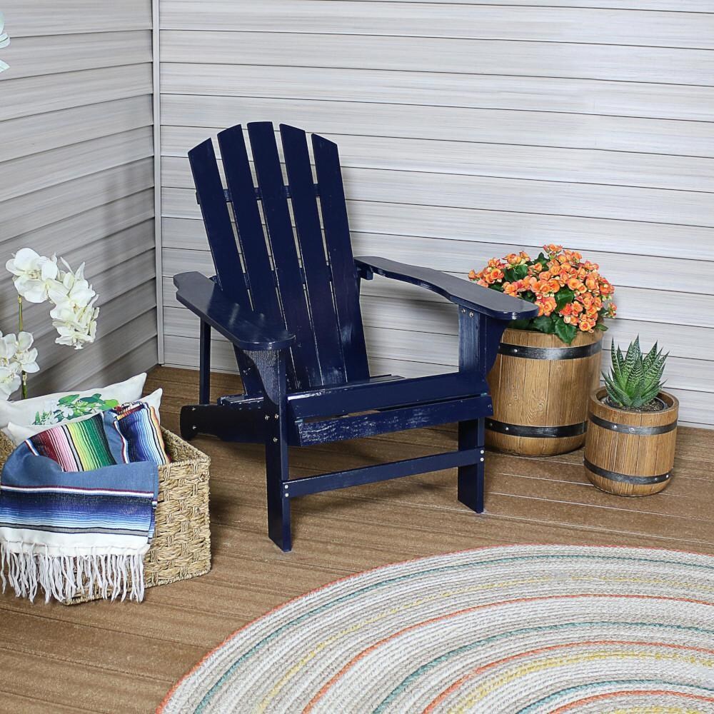 Ultimate Patio Wooden Adirondack Chair - Navy Blue Bundle - Lifestyle thumbnail