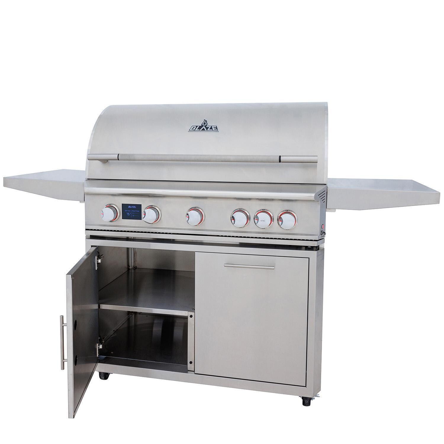 Blaze BLZ-5LTEPRO-NG Freestanding Natural Gas Grill - Cart Storage Cabinet - White Background thumbnail