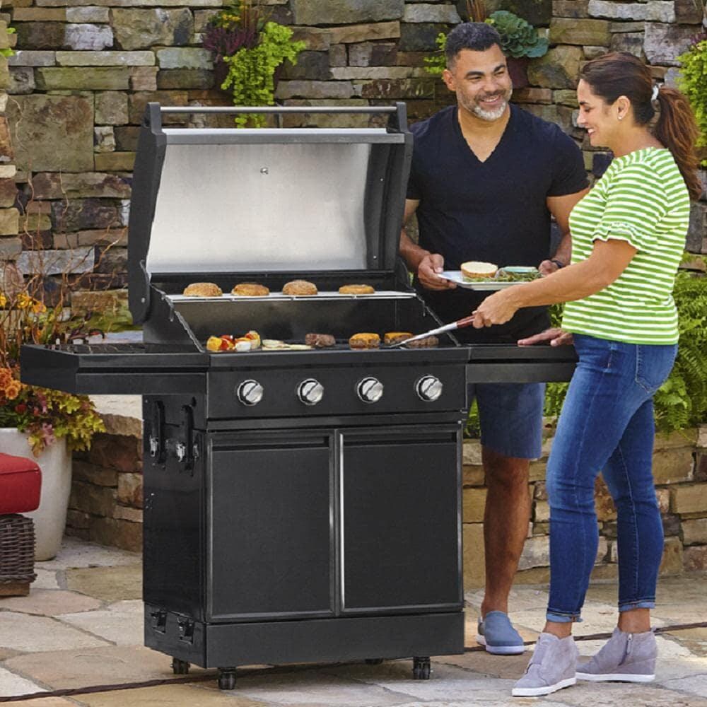 TYTUS Black Stainless Steel 4-Burner Propane Gas Grill - T400SSBLP-0.0.0 - Black Stainless Steel Grill - In Use thumbnail