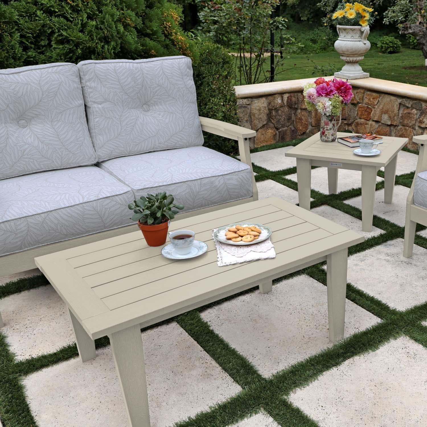 Blushing Bay 4 Pc Recycled Plastic Seating Set in Lively Parchment/Whitewash by Lakeview Outdoor Designs - Close Up - Lifestyle thumbnail