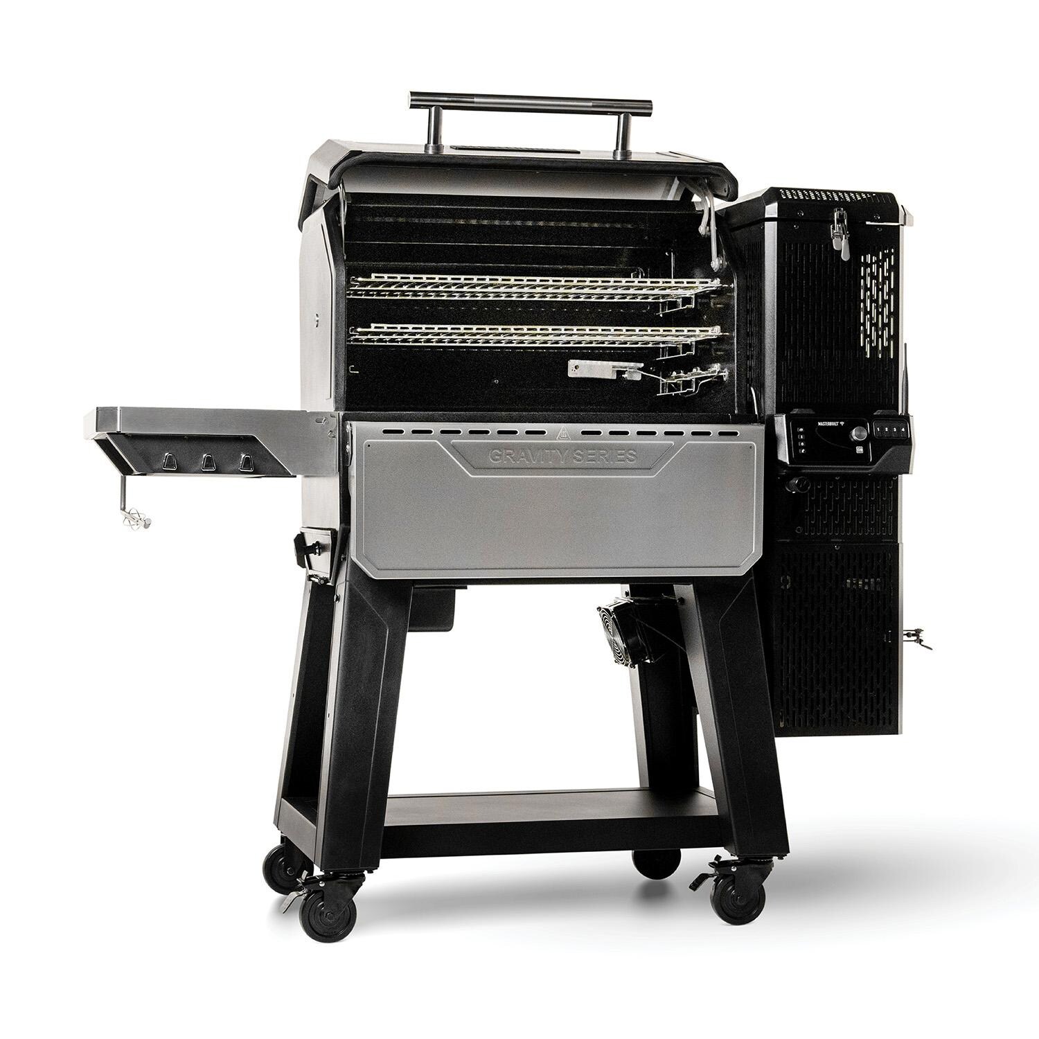 Masterbuilt MB20041223 Gravity Series XT Digital Charcoal Grill + Smoker - Open and Angled - White Background thumbnail