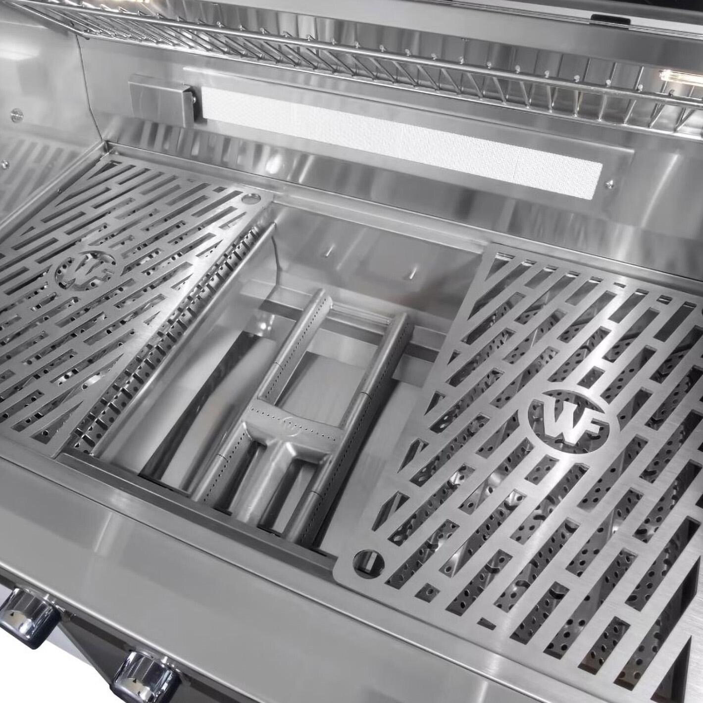 Wildfire WF-PRO36G-RH-NG 36 Inch Grill Outdoor Kitchen Package w/15 Inch Side Griddle & 24 Inch Outdoor Rated Refrigerator - Burner & Grates - Lifestyle thumbnail