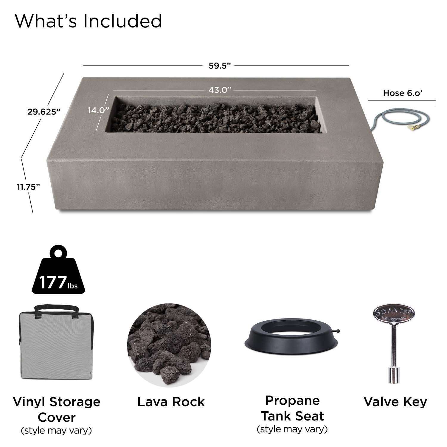 Olliewood 60 Inch Rectangular Glass Fiber Reinforced Concrete Natural Gas Fire Pit Table in Flint by BBQGuys Signature - Included thumbnail