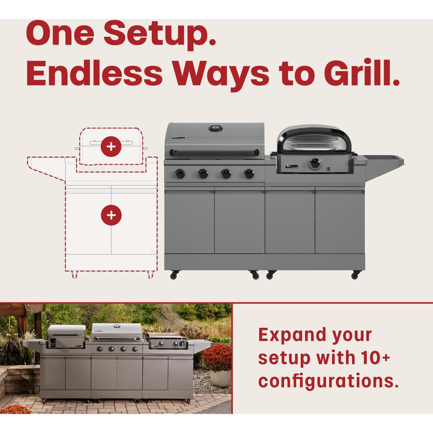 TYTUS TDT-BUN-053 Modular Duo w/ 4-Burner Gas Grill & Gas Pizza Oven - Modular Setup - Detail thumbnail