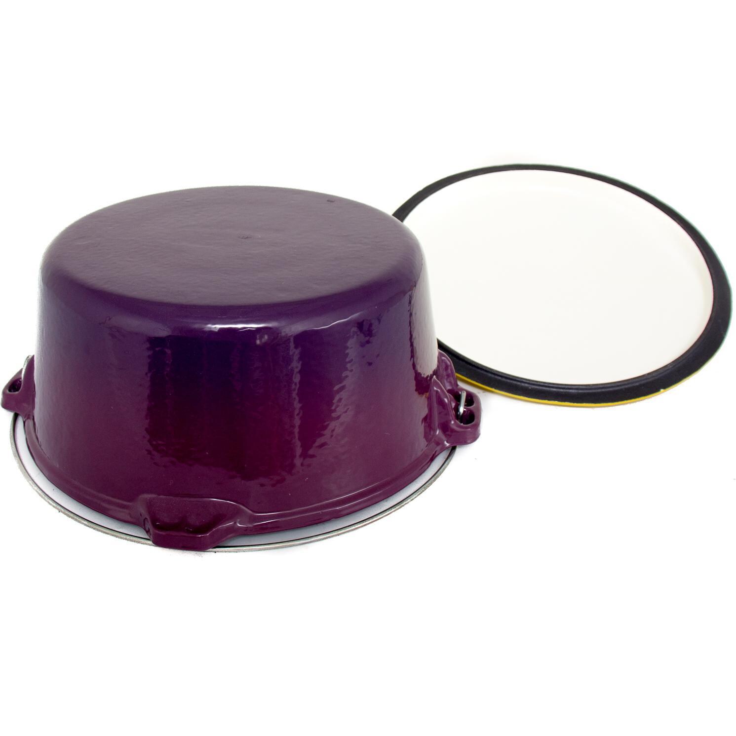 Cajun Cookware Enamel Cast Iron Dutch Oven - Purple & Gold - Bottom View thumbnail
