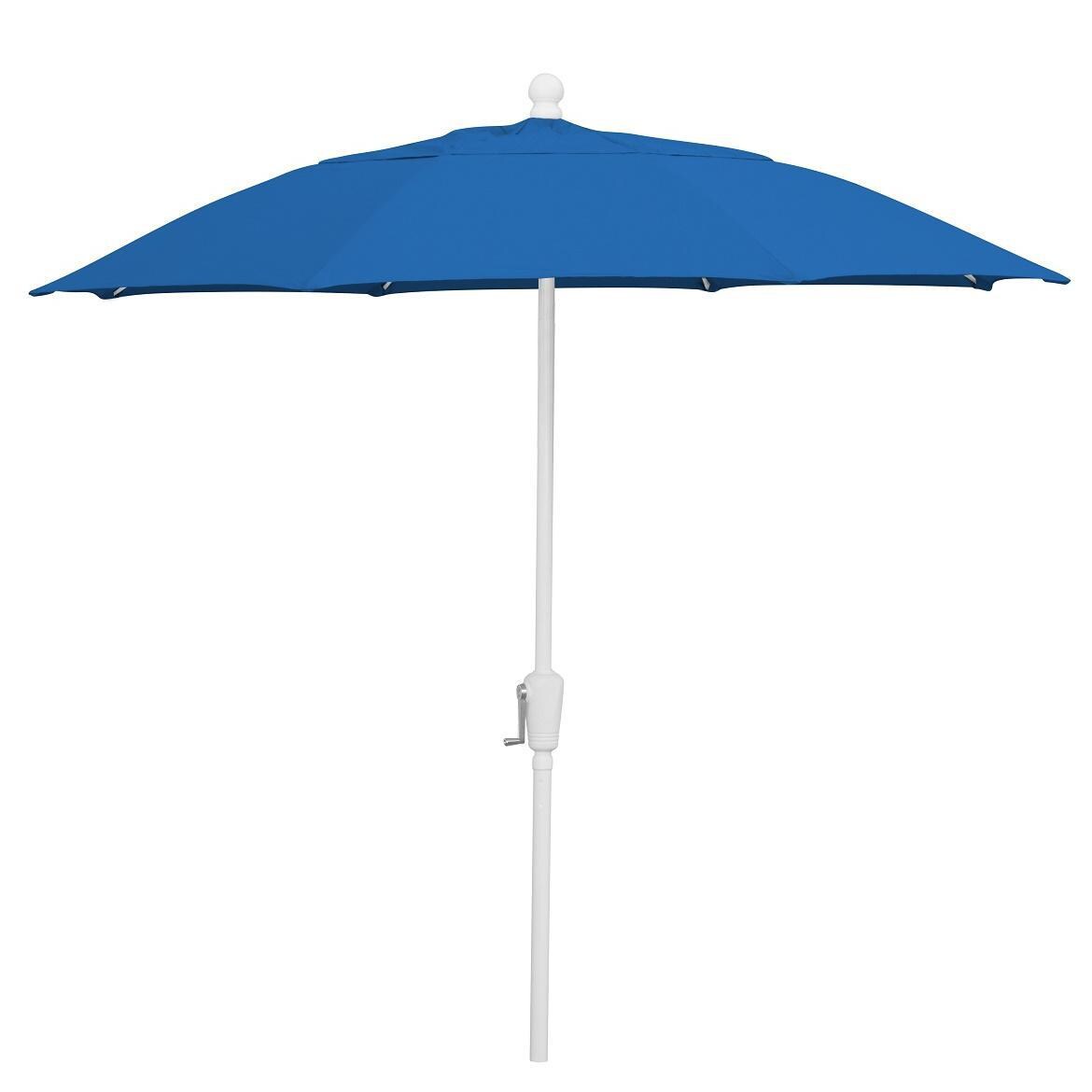 FiberBuilt 9 Ft. Aluminum Market Patio Umbrella With Crank Lift - White Pole / Pacific Blue Olefin
