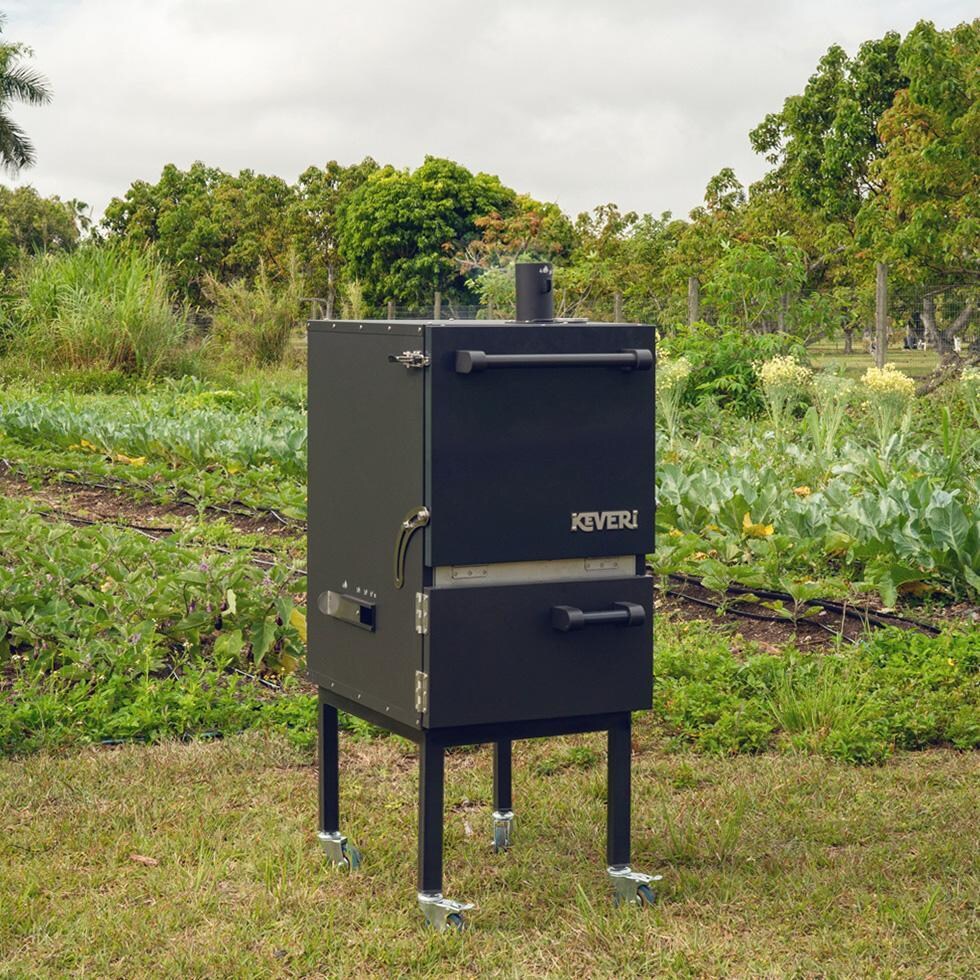 Keveri H1 H1BT Vertical Multi-Purpose Charcoal Oven - Black Truffle - Left Side Angle - Lifestyle thumbnail