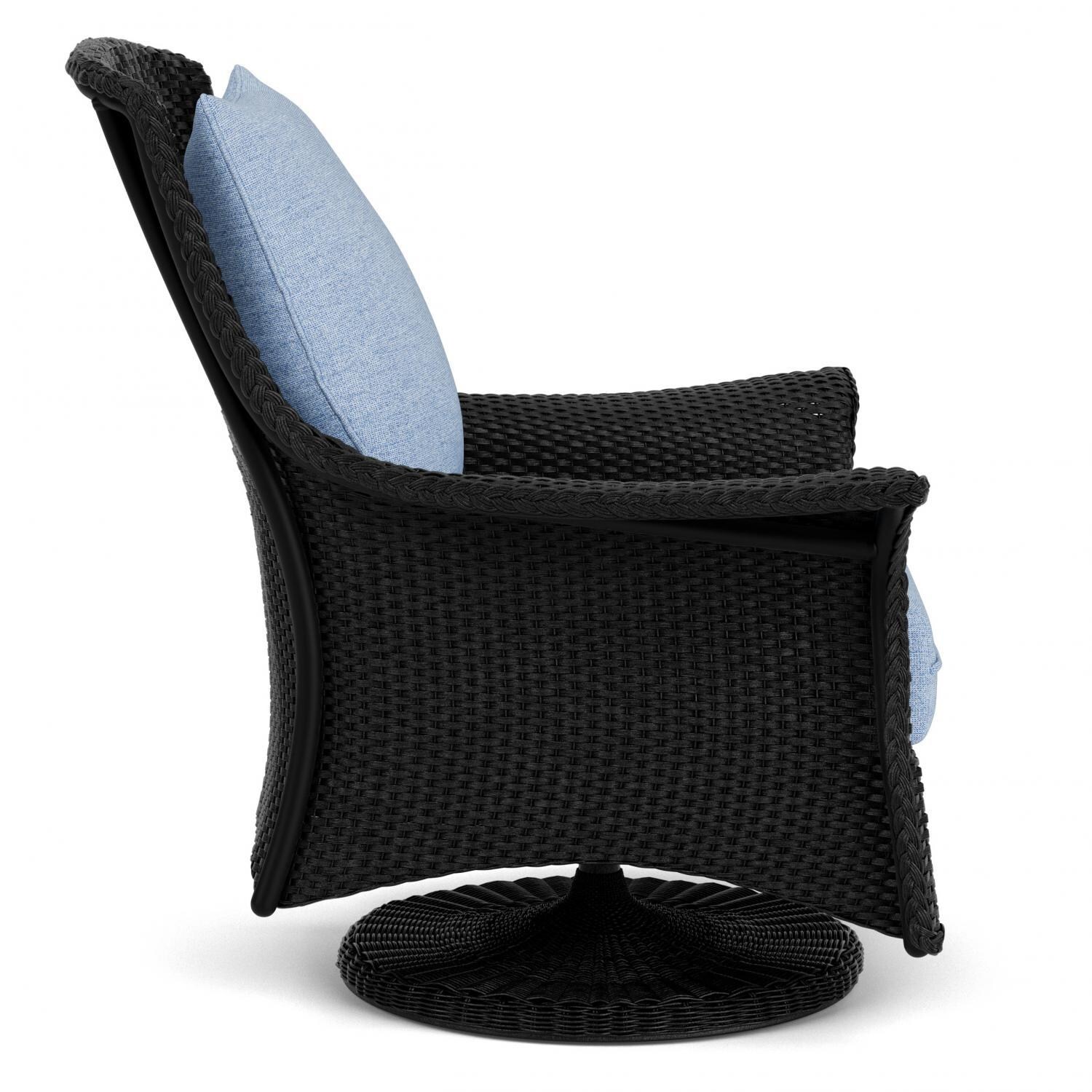 Lloyd Flanders Mandalay Swivel Rocker Lounge Chair in Ebony Finish with Demo Skyway fabric - Side thumbnail