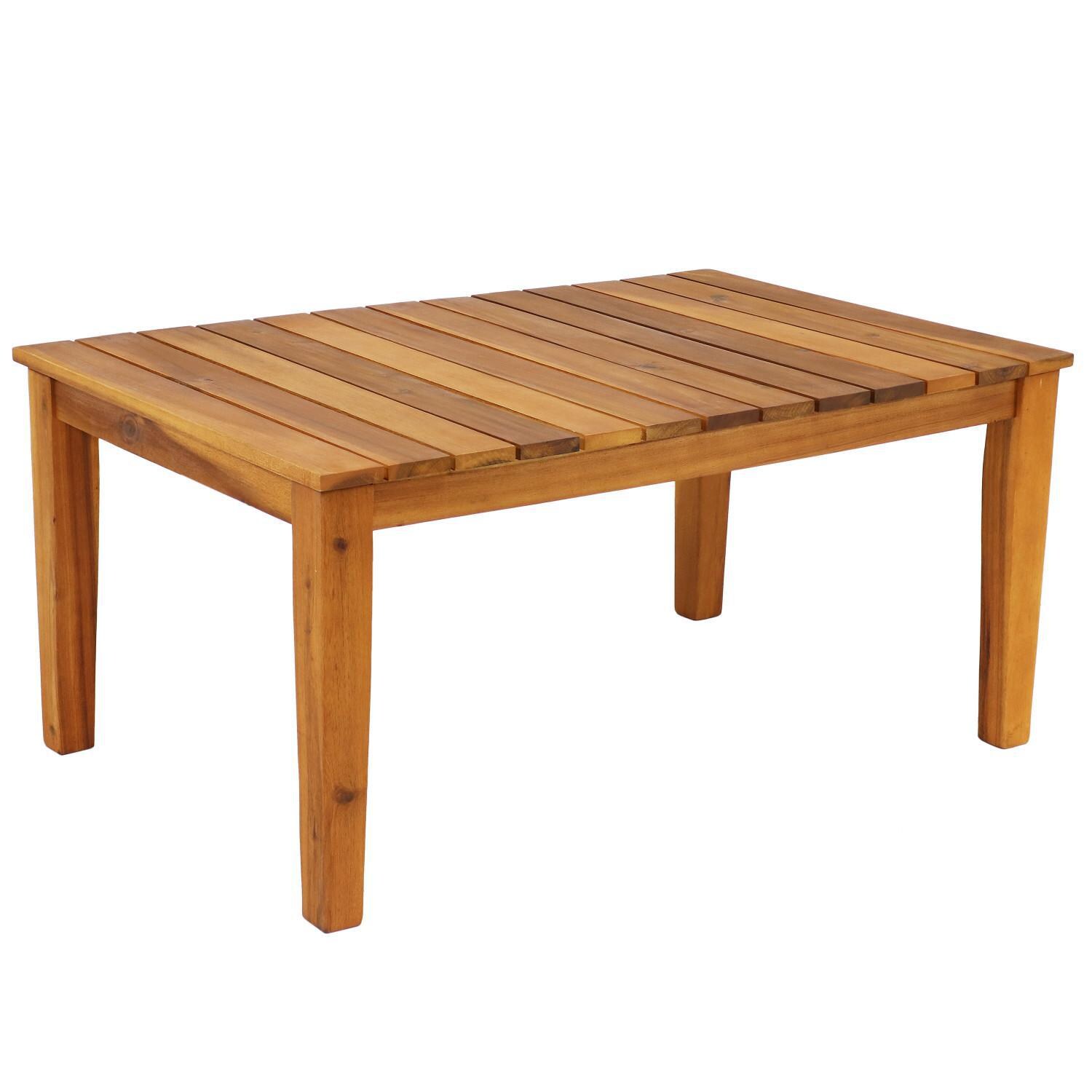 Ultimate Patio 2-Piece Resin Wicker Patio Sectional Set W/ Acacia Coffee Table - Red Cushions - Acacia Coffee Table thumbnail