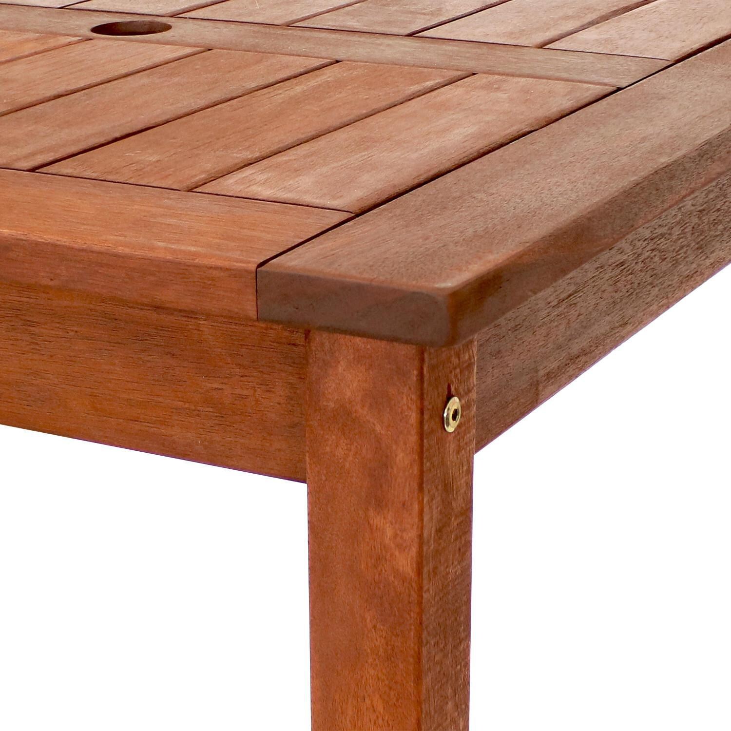 Ultimate Patio 3-Piece Meranti Outdoor Bar Set with Teak Oil Finish - Table Detail thumbnail