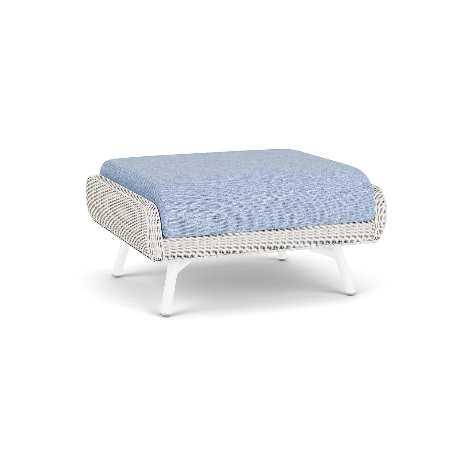 Lloyd Flanders Essence Ottoman W/Demo Skyway Fabric - White Finish - Back Left thumbnail