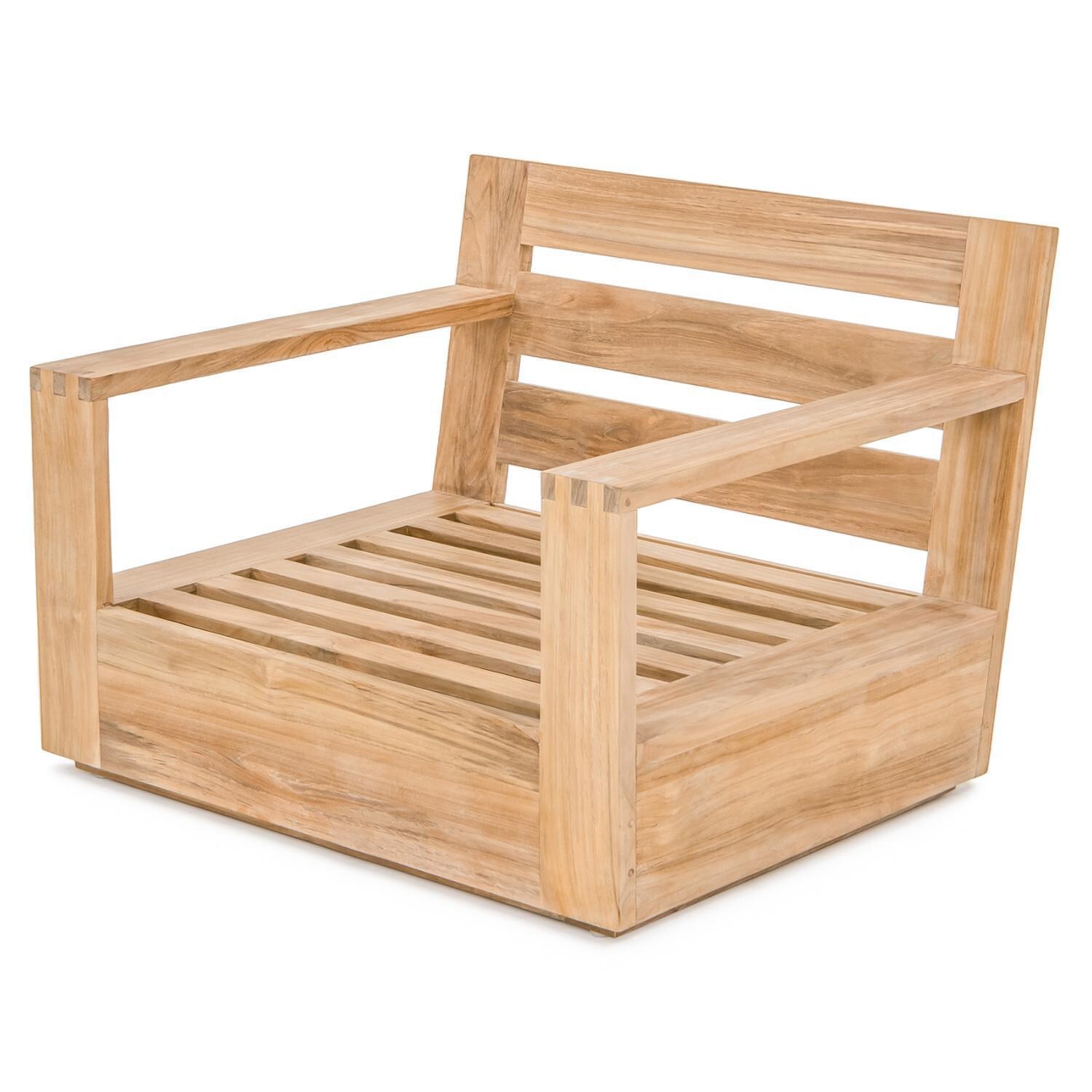 Teak + Table Atlantic Teak Patio Club Chair in Granite - Frame - White Background thumbnail