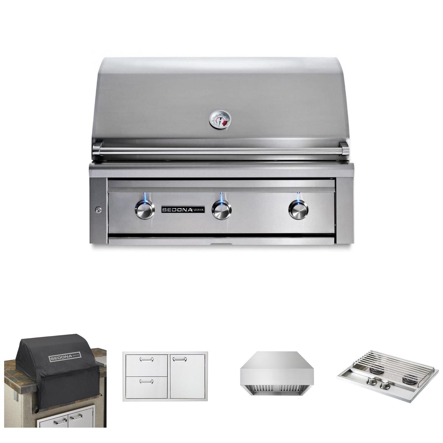 Lynx 6 Pc Sedona 36-in Natural Gas Outdoor Kitchen Package - L601-NG + VC601 + LSA636 + SVH42 + S24REF + LSB502-NG