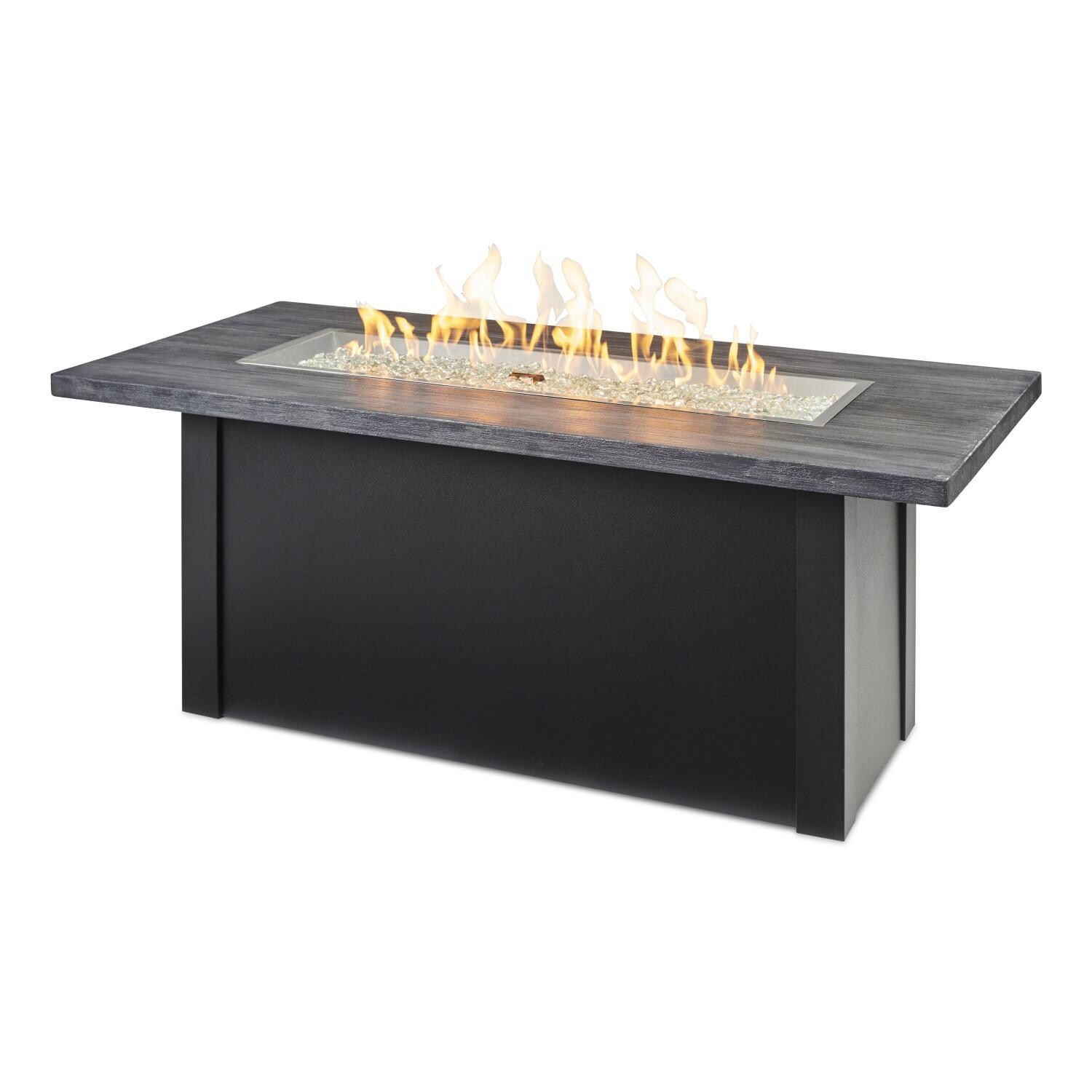 Havenwood 62 Inch Propane Fire Pit Table W/ Carbon Grey Top & Black Base - Flames - White Background thumbnail