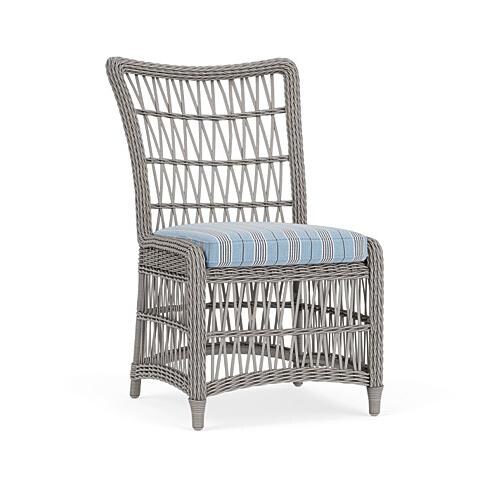 Mackinac Wicker Dining Chair in Putty/Hansen Sky by Lloyd Flanders - Position 3 - White Background thumbnail