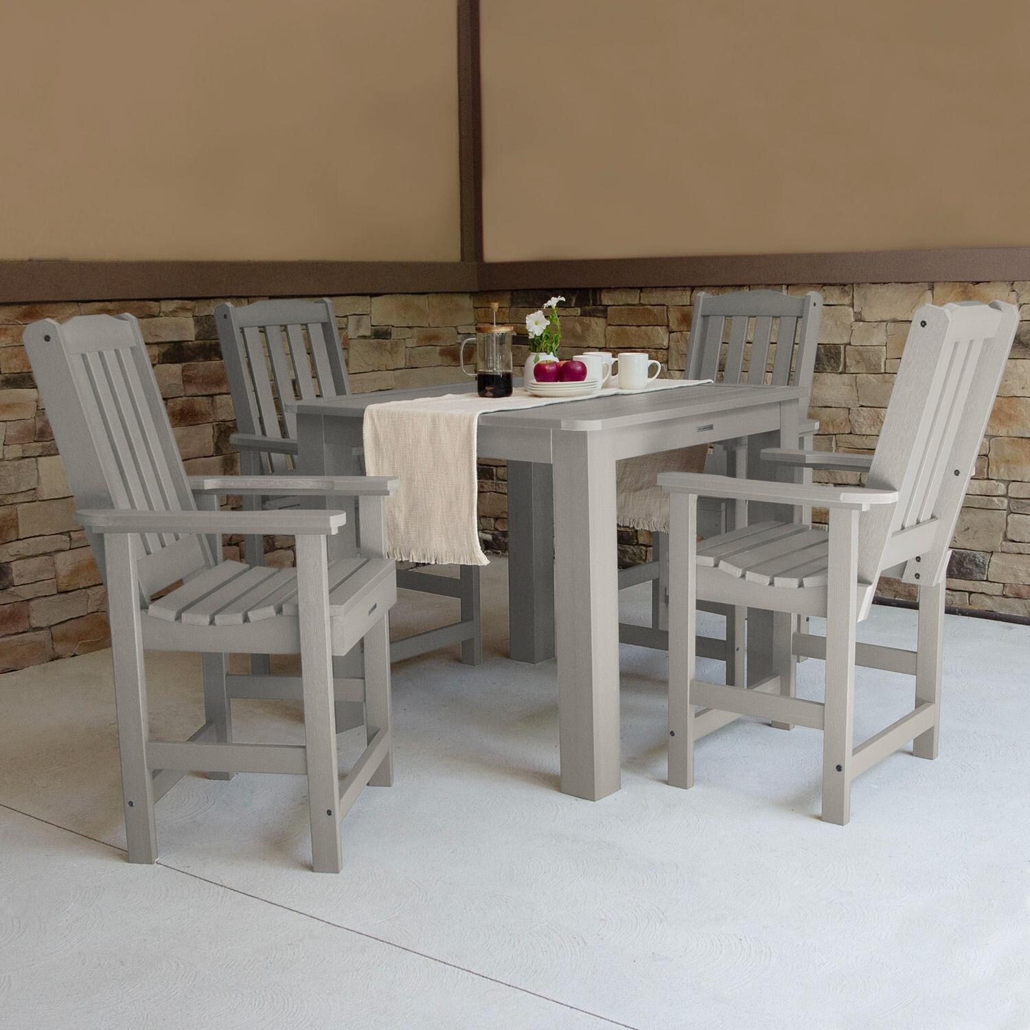 Hart Lane 5 Pc Recycled Plastic Square Counter Height Dining Set in Harbor Gray by Lakeview Outdoor Designs