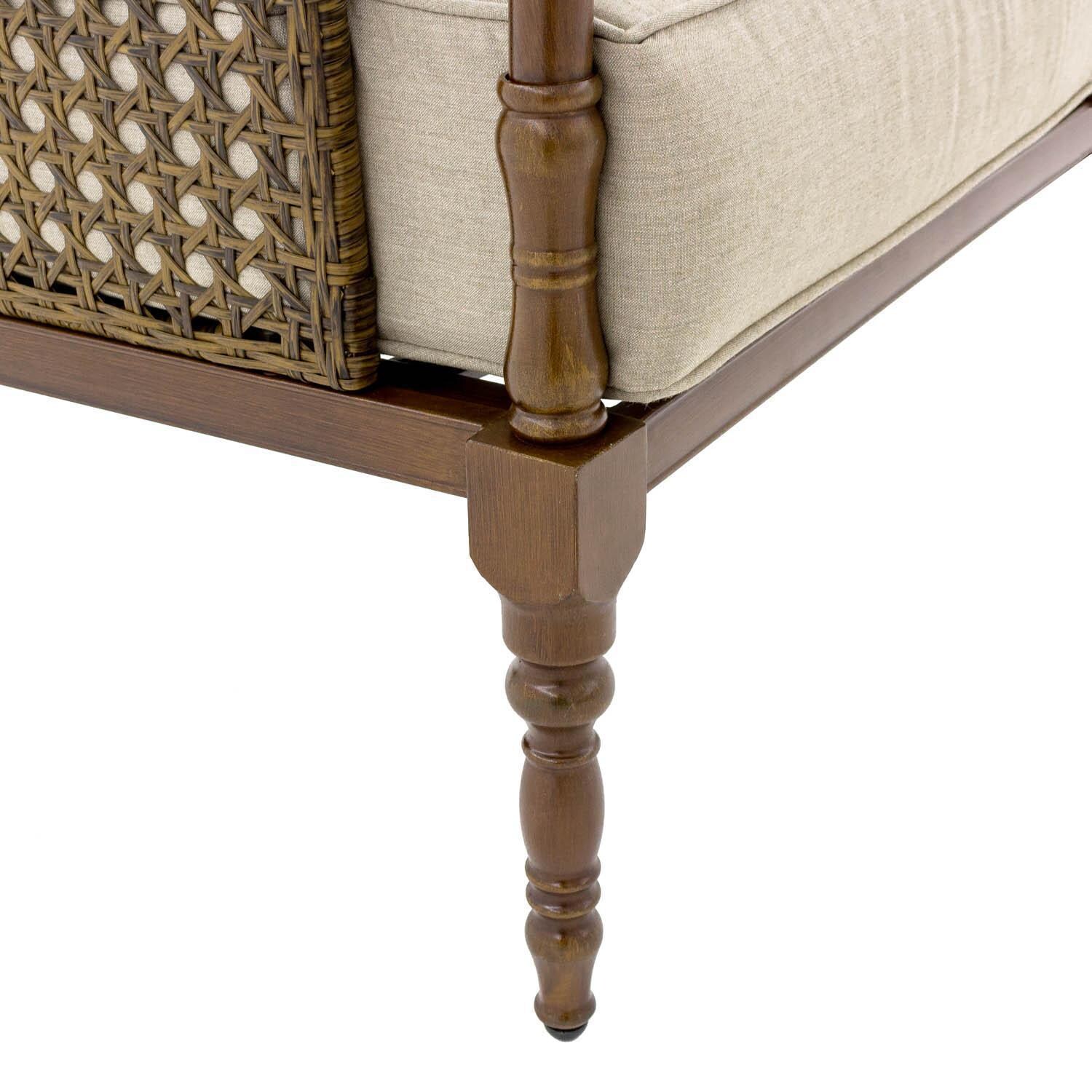 Arabella Aluminum Patio Club Chair W/ Sunbrella Cast Ash Cushions - Corner Detail thumbnail