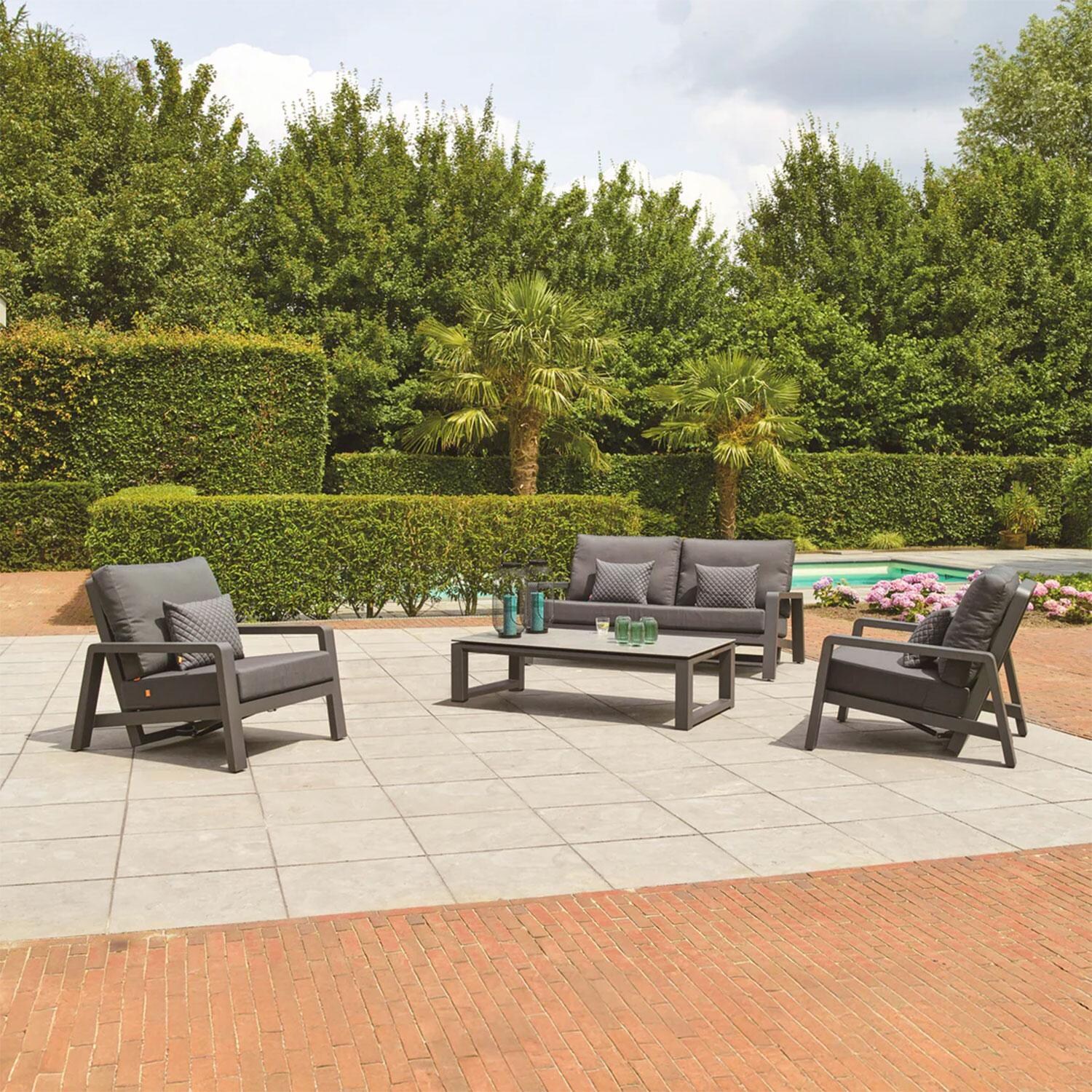 Boston Select 4 Pc Aluminum Reclining Lounge Set By KETTLER - Back Patio - Lifestyle thumbnail