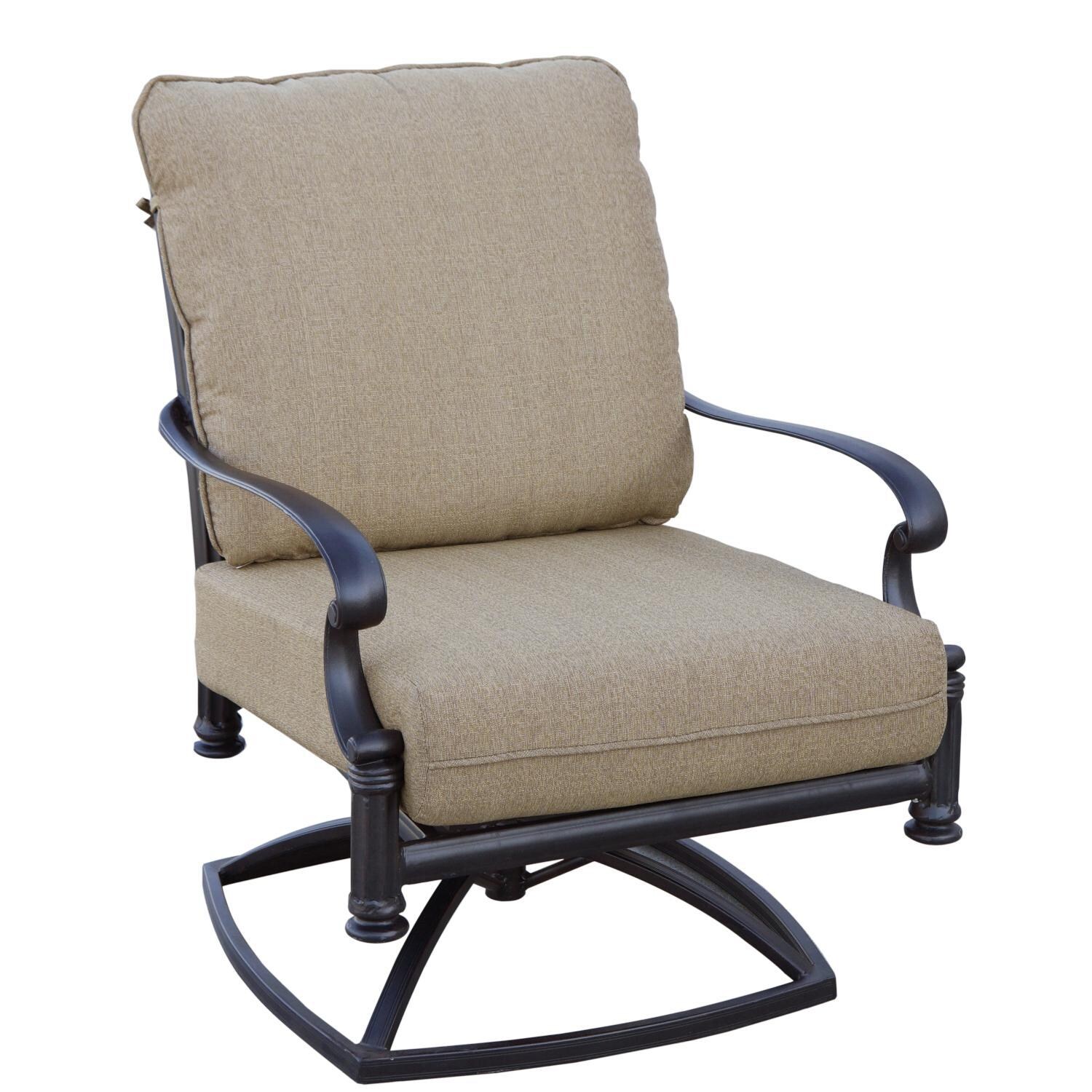 Darlee B/201018-7PC-60AB Santa Barbara Cast Aluminum Swivel Rocker Club Chair W/ Sesame Cushions thumbnail
