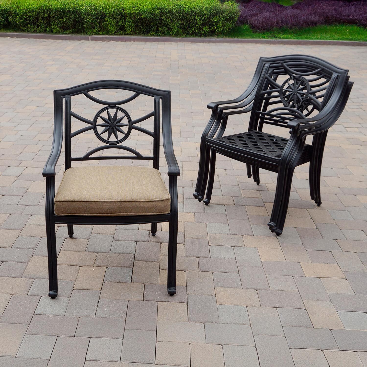 Darlee B/DL503-11PCDR-2350LE Ten Star 11 Pc Cast Aluminum Dining Set w/ Swivel Rocker Chairs in Antique Bronze - Stackable Chairs - Lifestyle thumbnail