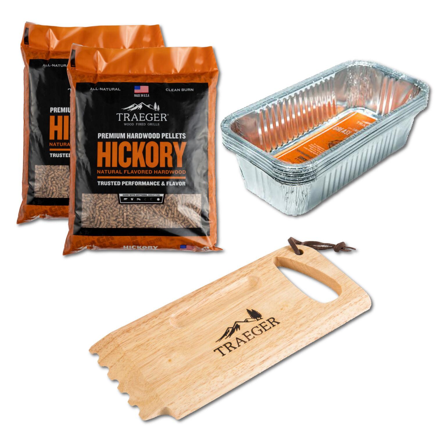 Traeger Pellets, Bucket Liner, & Grate Scraper Promo Bundle For