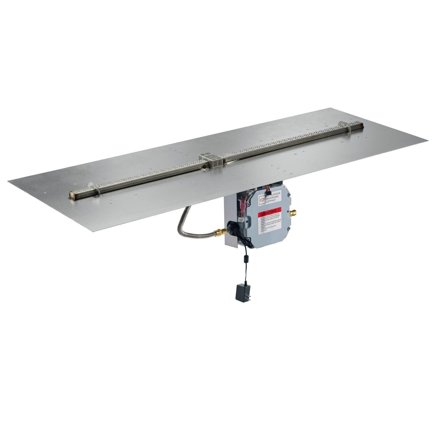 The Outdoor GreatRoom Company Crystal Fire Plus 64 X 24 Linear Electronic Ignition Propane Gas Fire Pit Burner Plate - BP2464DSILP-B