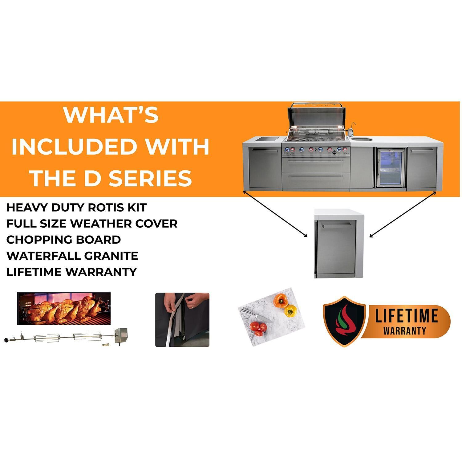 Mont Alpi 805 Deluxe Natural Gas Island w/ Beverage Center & Fridge Cabinet (Ships Propane w/ Conversion Kit) - Included - Detail thumbnail
