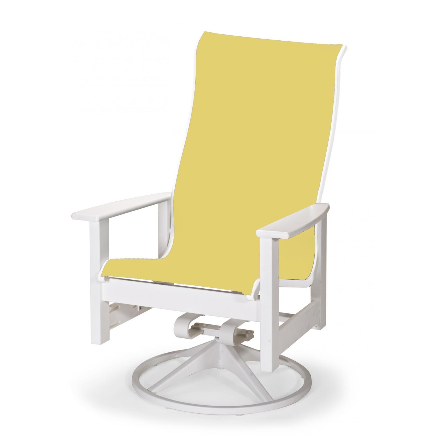 Leeward Supreme MGP Patio Swivel Rocker Dining Arm Chair By Telescope Casual - Textured Snow/Yellow thumbnail