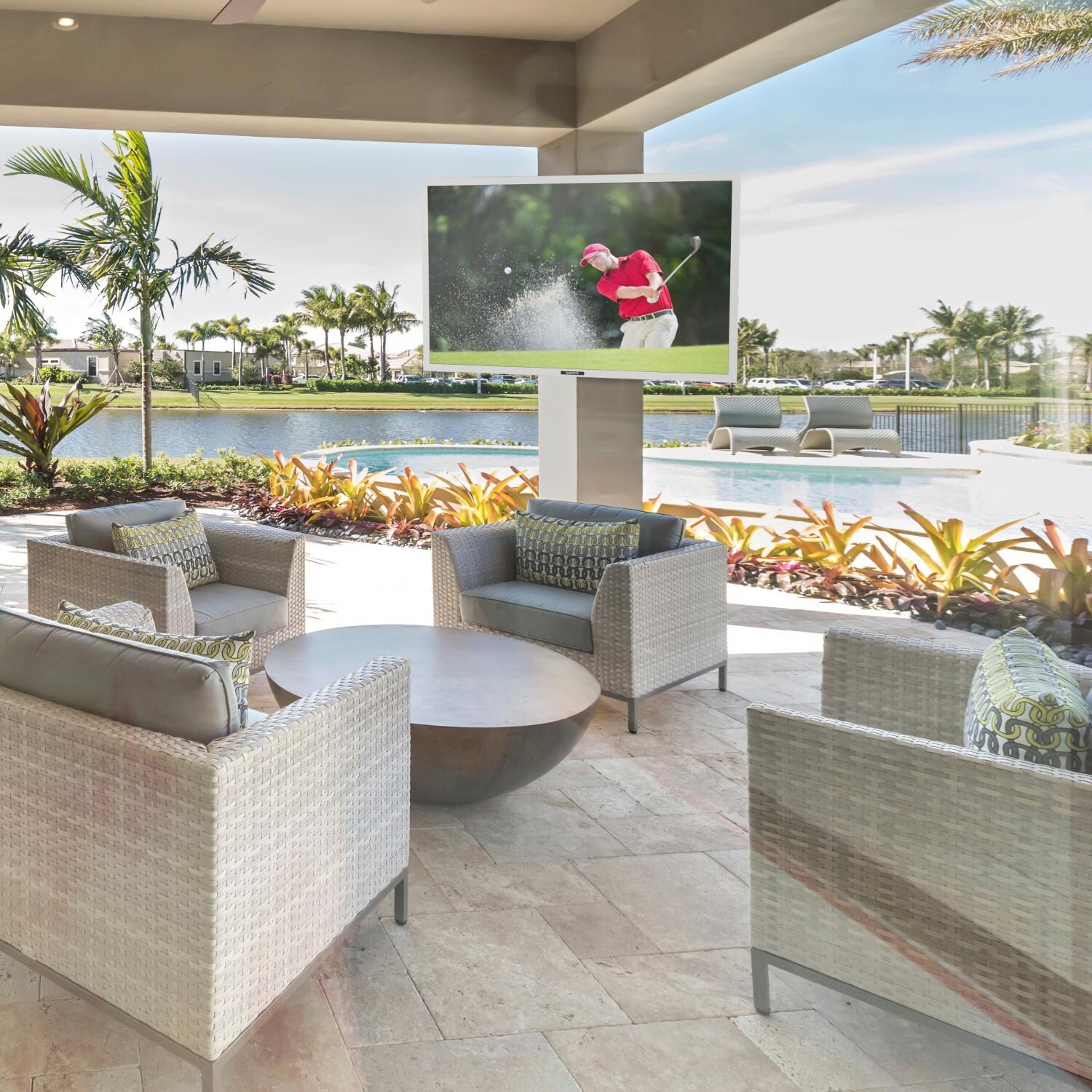 SunBriteTV Signature Series 55-Inch 4K LED Outdoor UHDTV - White - SB-S-55-4K-WH - On the Patio thumbnail