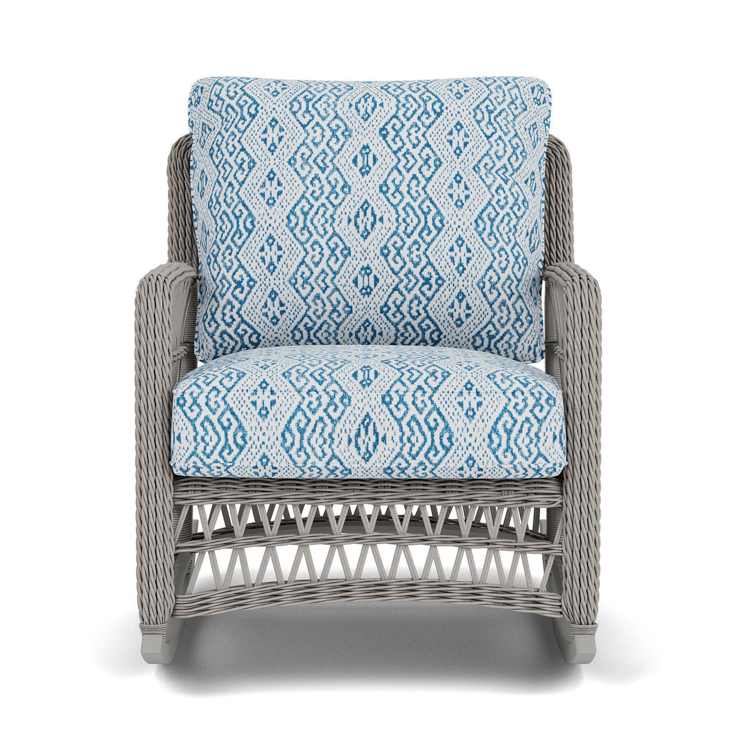 Mackinac Wicker Rocking Club Chair in Putty/Aman Capri By Lloyd Flanders