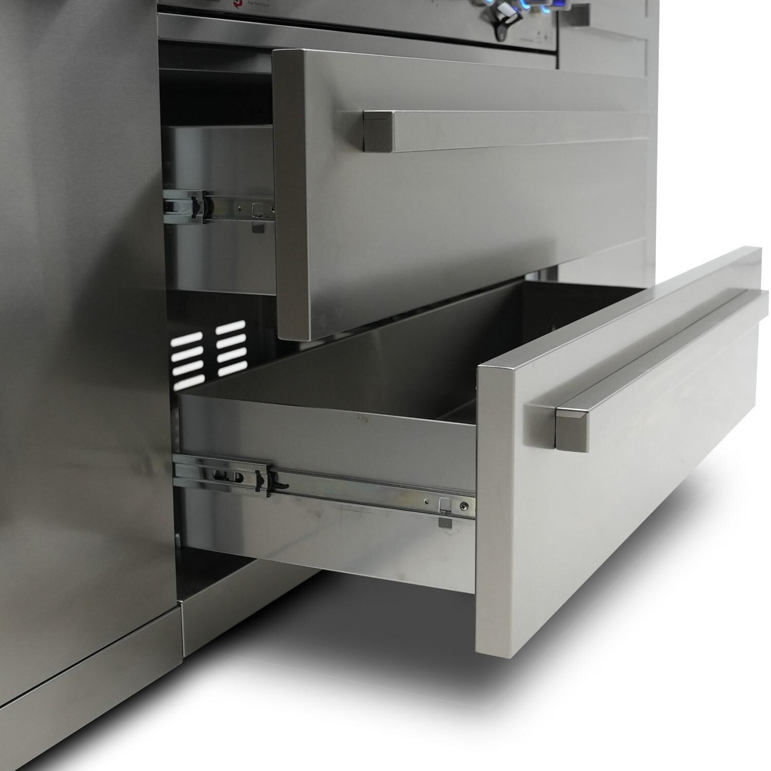 Mont Alpi - MAi805 - Grill Island - Stainless Steel - Drawers Open Closeup - Detail thumbnail