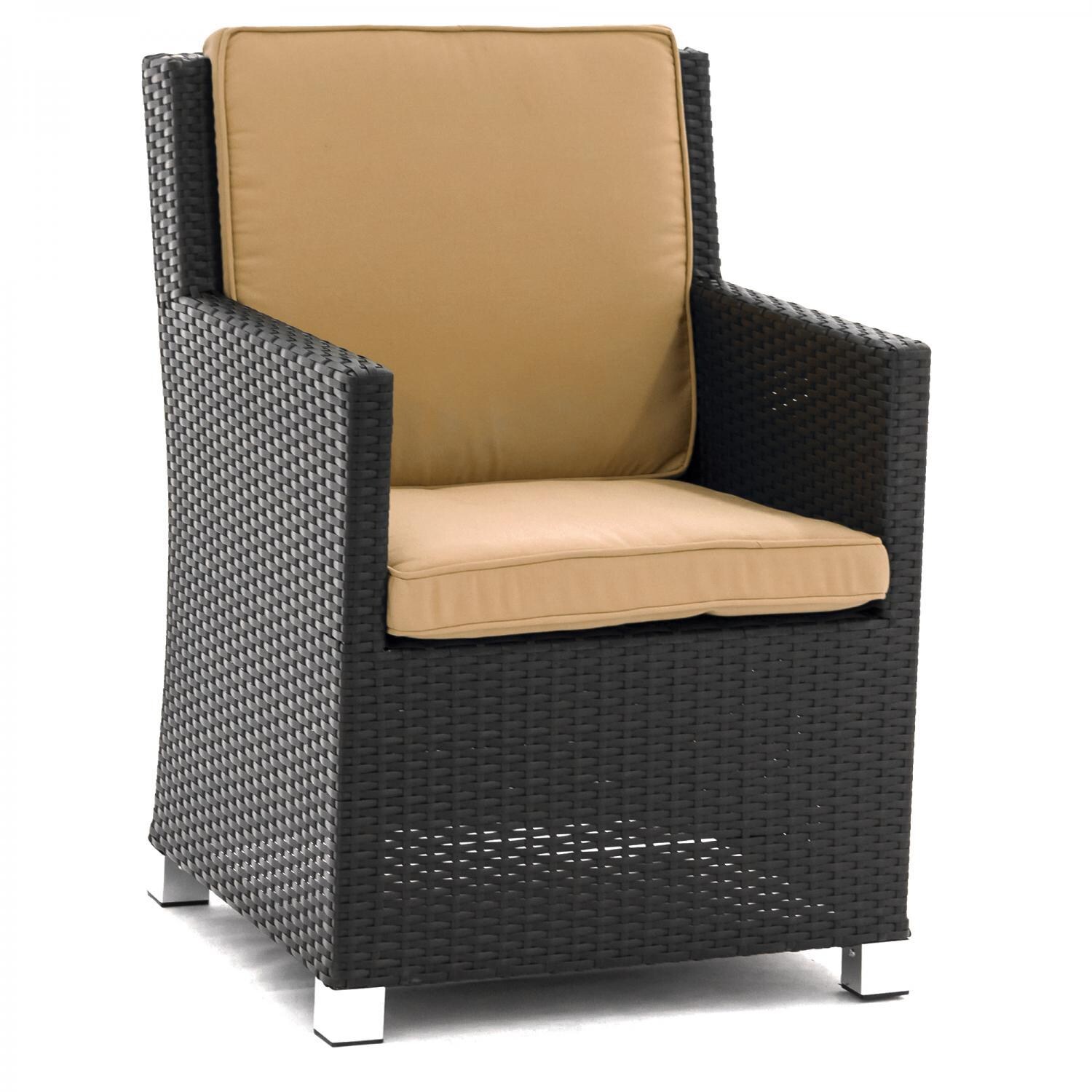 Avery Island Resin Wicker Patio Dining Chair With Full Cushion Set By