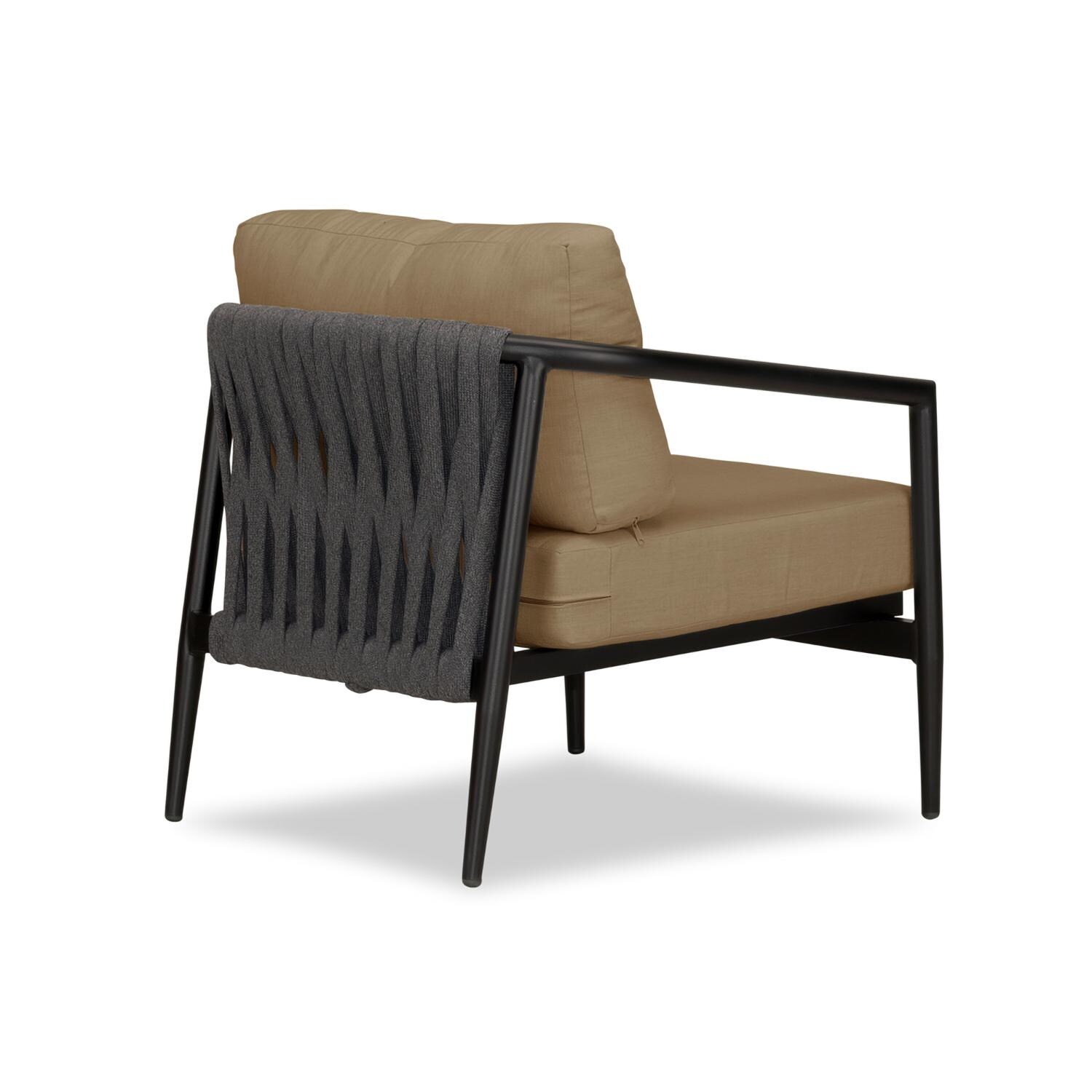 Lakeview Midnight Cove Aluminum Club Chair in Black/Carbon/Heather Beige - Back Right - White Background thumbnail
