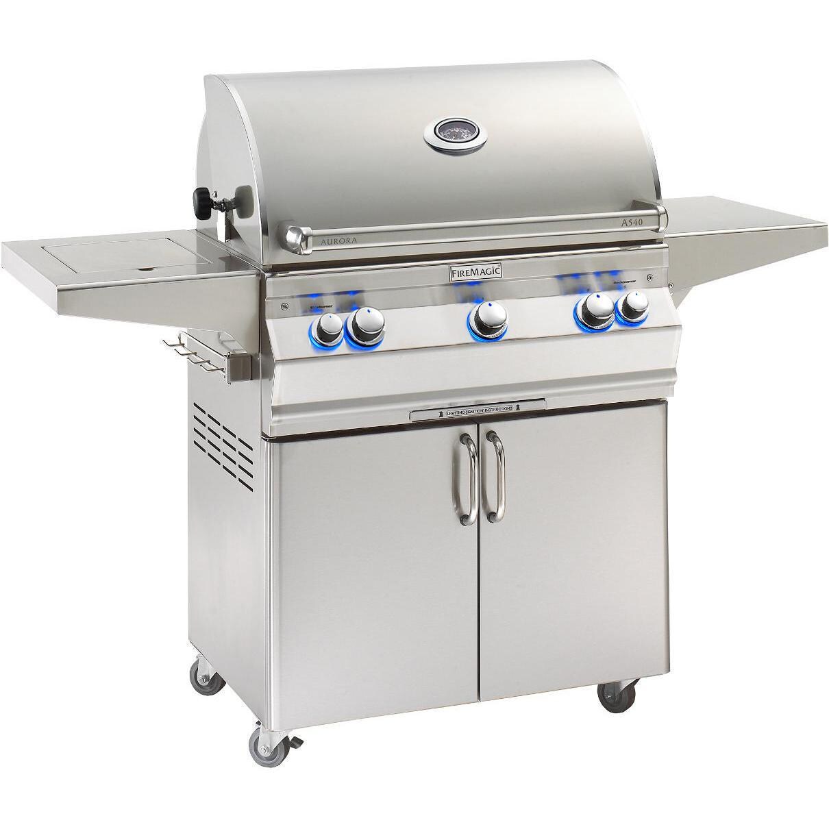 Fire Magic Aurora A540s 30-in Propane Grill With Analog Thermometer, Rotisserie And Single Side Burner - A540s-6EAP-62