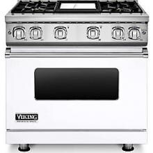 Viking Professional 7 Series 36-Inch 4-Burner Natural Gas Range With Griddle - White - VGR73614GWH image