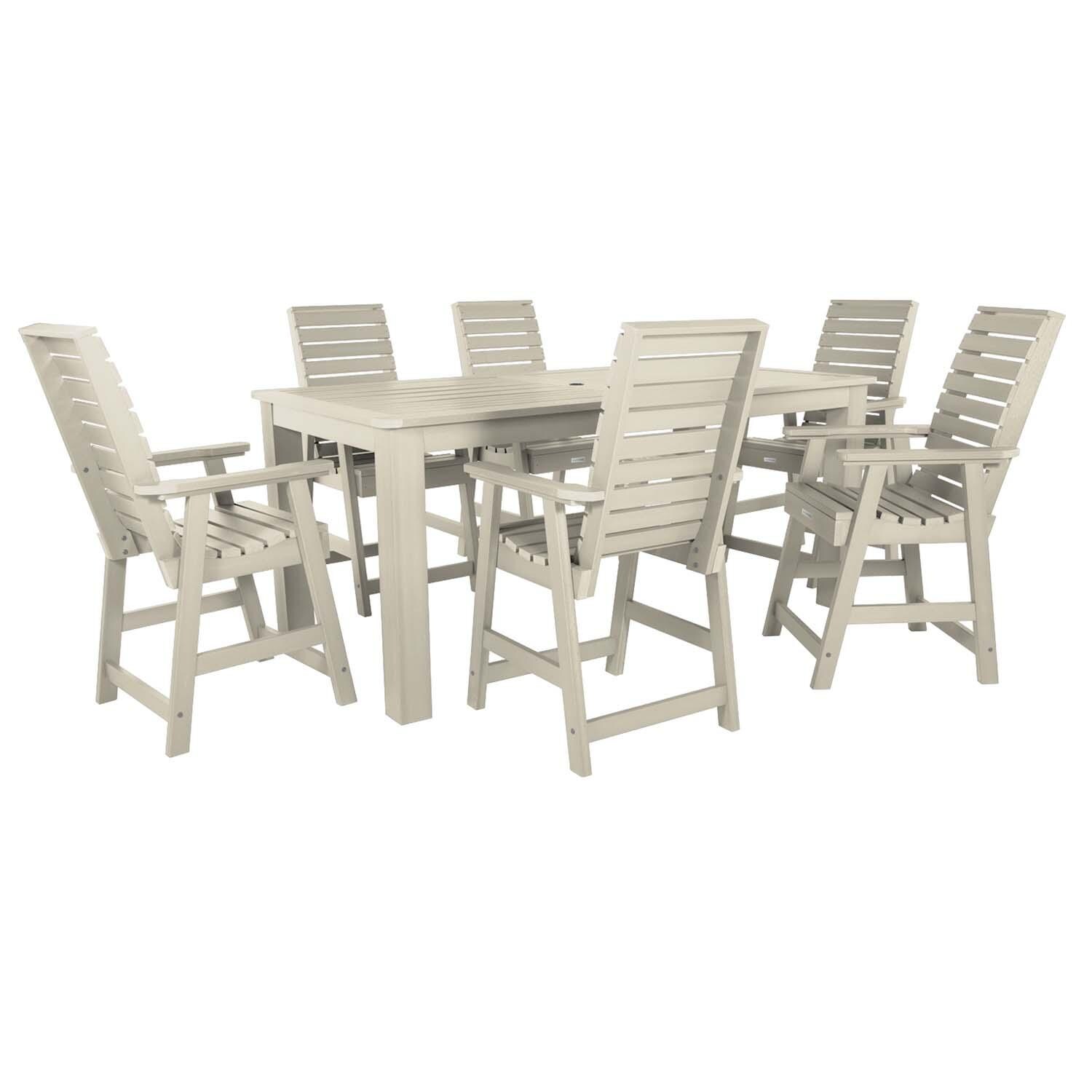 Elm Pointe 7 Pc Recycled Plastic Counter Height Dining Set In Whitewash by Lakeview - White Background thumbnail