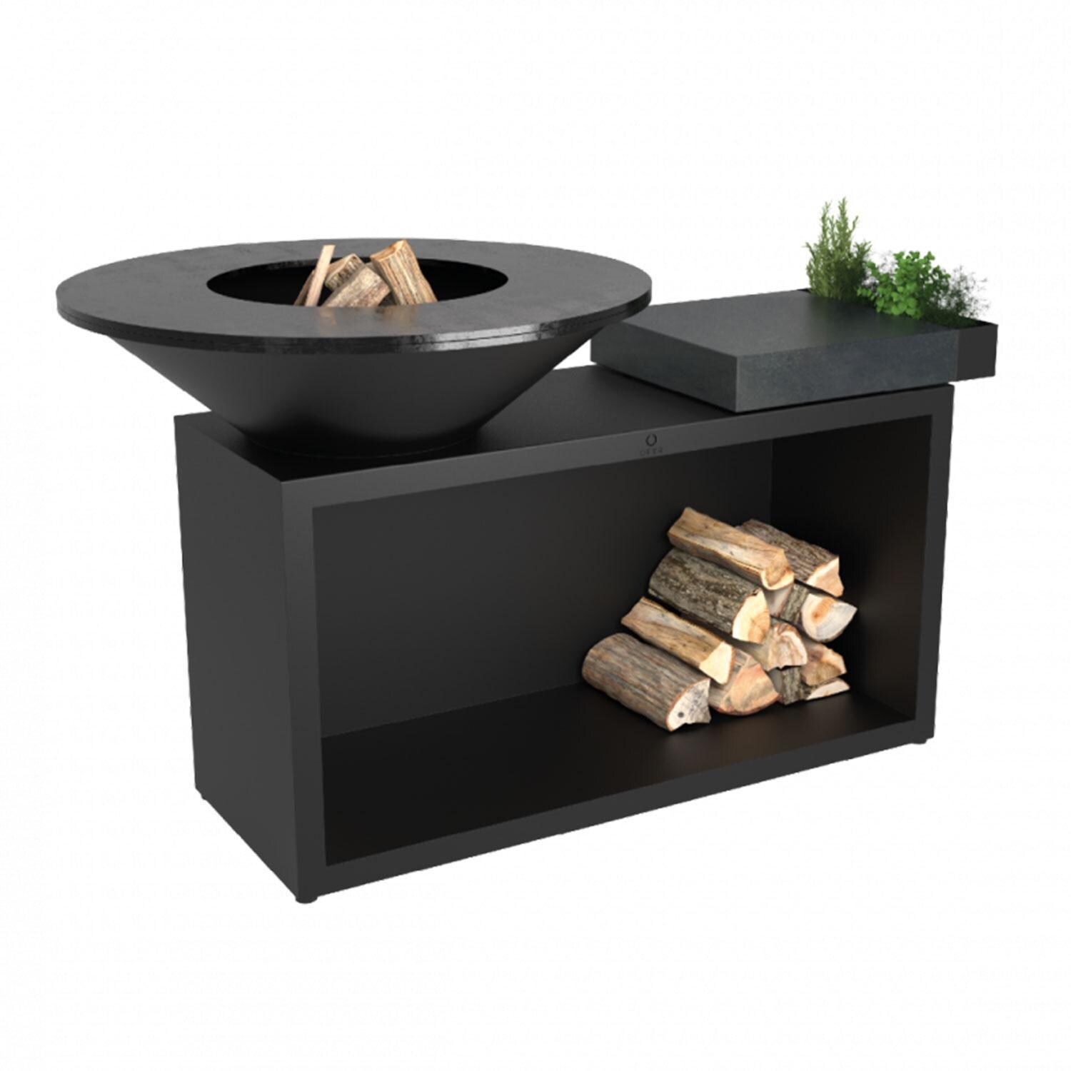 OFYR OIB-100-CD Island Black 100 Ceramic Dark Grey 40 Inch Wood-Fired Flat Top Grill - Display - White Background thumbnail