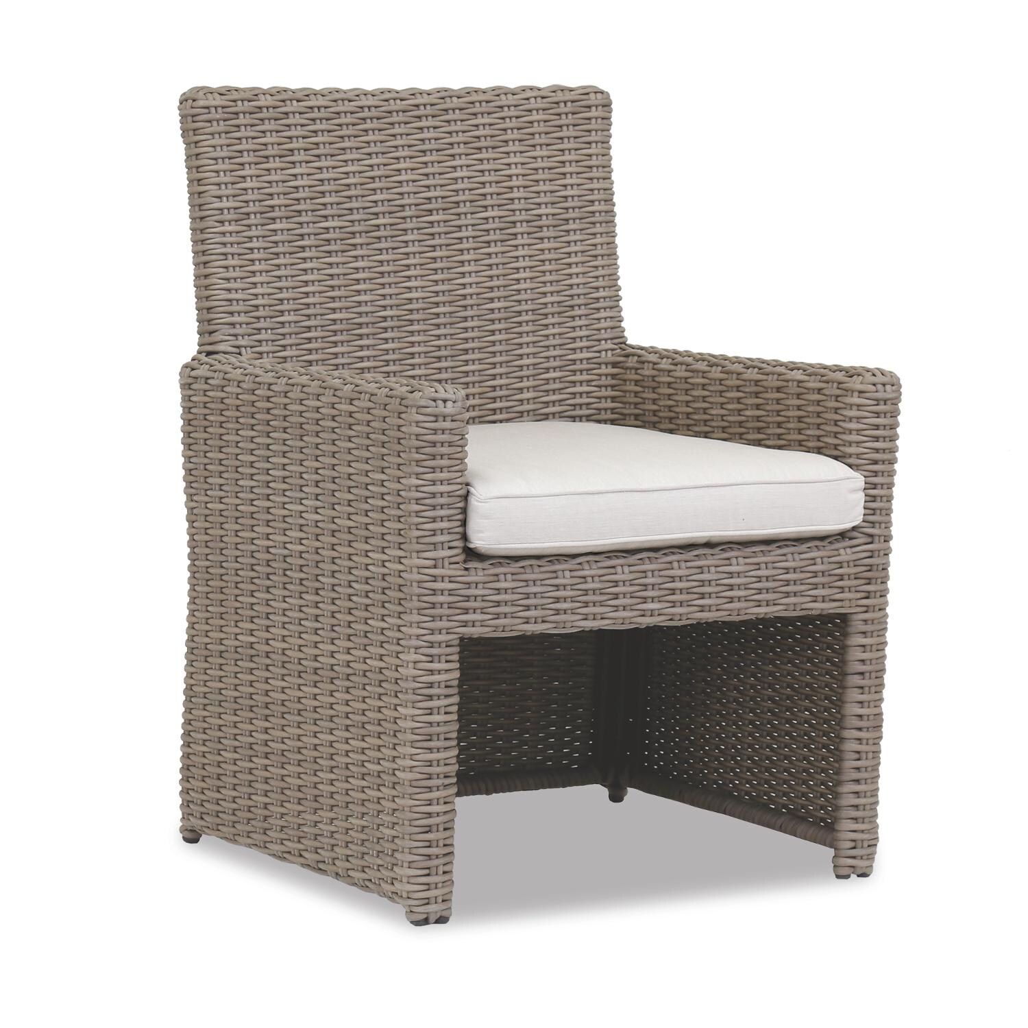 Sunset West - Coronado 9 Piece Resin Wicker Patio Dining Set W/ Dining Table & Sunbrella Canvas Flax Cushions - Coronado Patio Dining Chair thumbnail