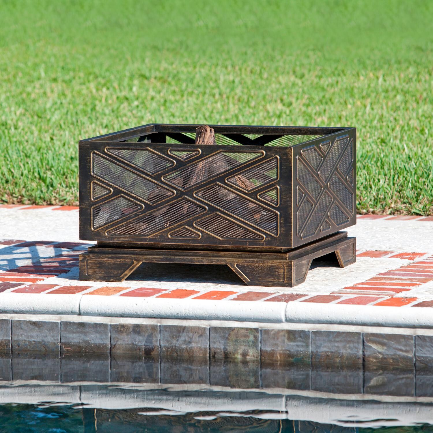 Ultimate Patio SC62239 Hazelwood 26-Inch Square Wood Burning Fire Pit - Screen Off thumbnail