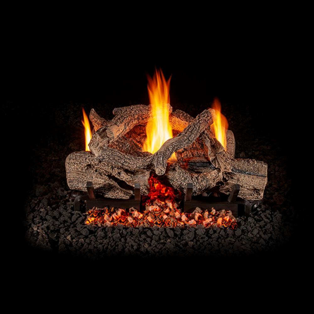 Golden Blount 30-Inch Weathered Oak Vent Free Natural Gas Log Set w/ Omega Burner - Manual Safety Pilot