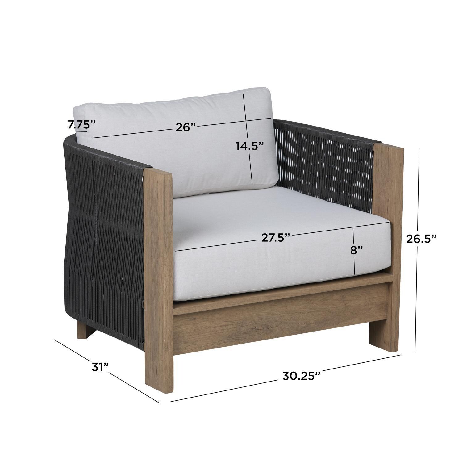 Heritage Aluminum Club Chair in Beechwood by Lakeview Outdoor Designs - Dimensional thumbnail