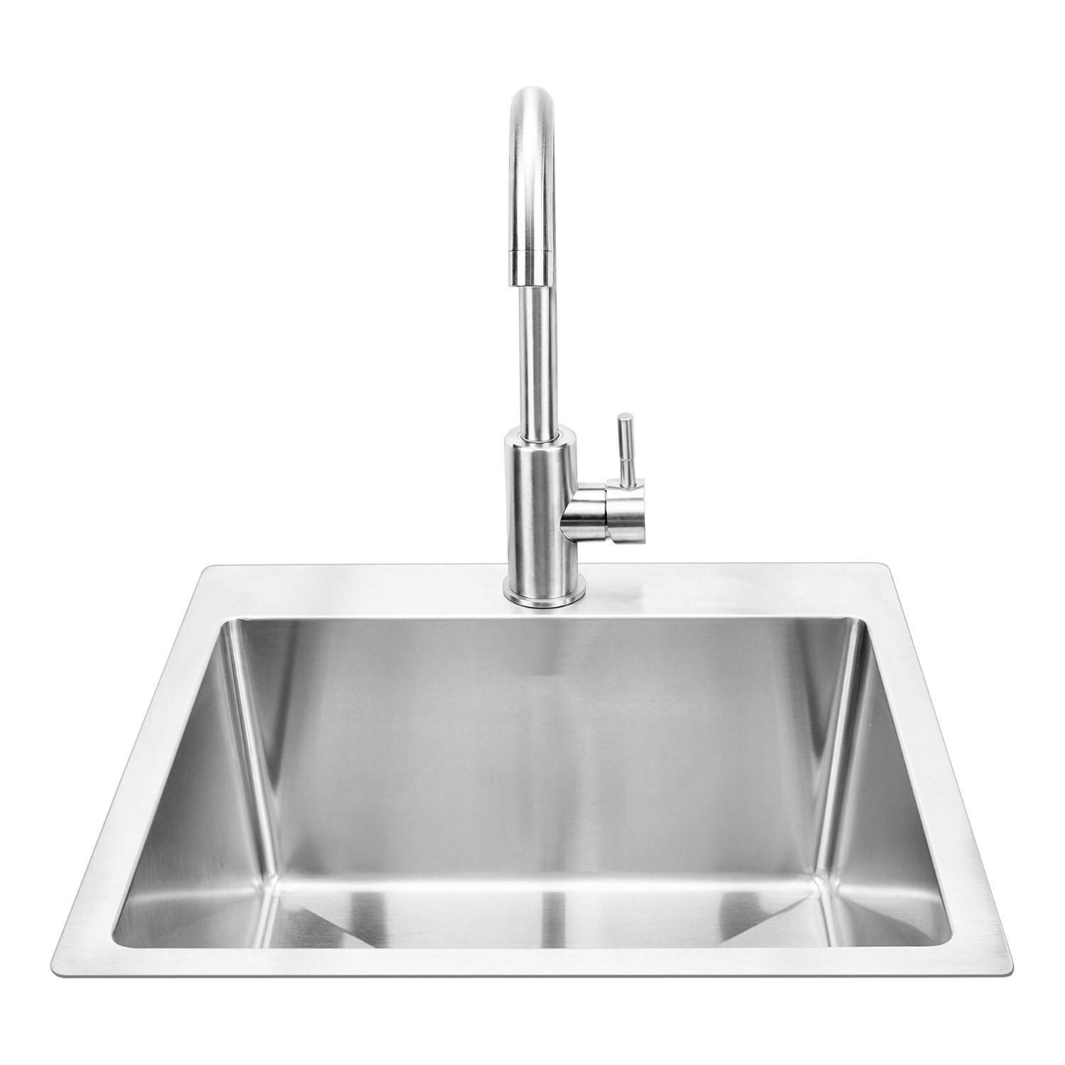 Bull 12515 Large Stainless Steel Sink & Faucet All In one Kit - Under & Over Mount - Oherhead Shot - White Background thumbnail