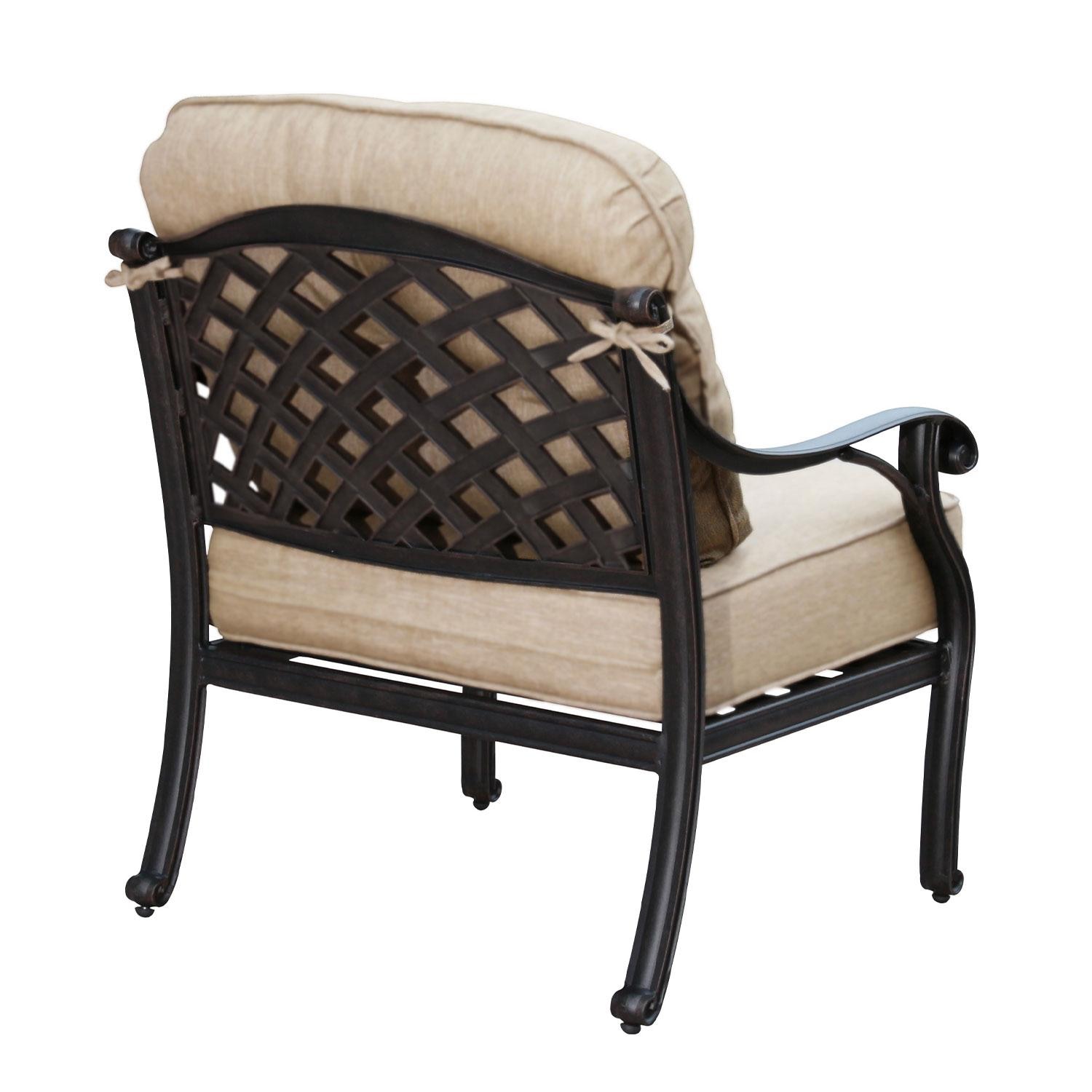 Nassau Cast Aluminum Patio Club Chair By Darlee - Back View - White Background thumbnail