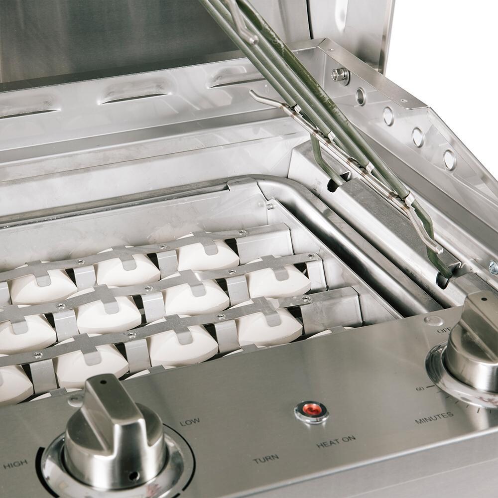 Coyote RTAC-E3S-SB-C1EL120SM Ready-To-Assemble 3 Ft Outdoor Kitchen Island With 18-Inch Electric Grill And Access Door - Stacked Stone/Brown Terra - Grill Control Knobs & Removable Element thumbnail