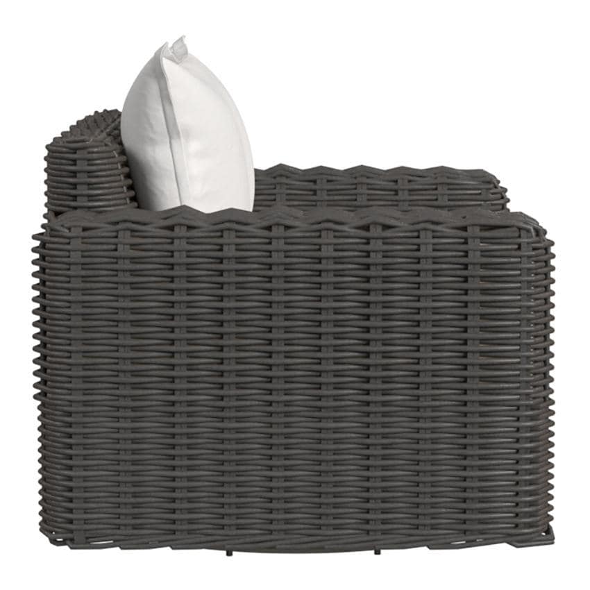 Cabo Resin Wicker Oversized Swivel Club Chair in Kahlua/Soothe Pearl by Sunset West - Side - White Background thumbnail